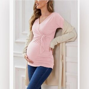 Pink Long Sleeve Wrap Shirt
